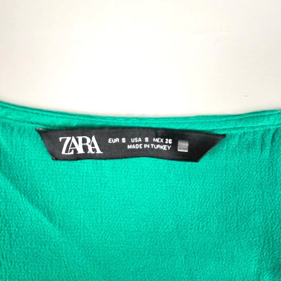 ZARA Green Cowl Neck Camisole Satin Look Draped Tank Top Size S - Picture 7 of 9
